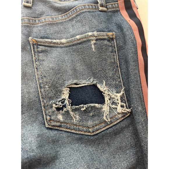 McGuire Distressed Stripe Down The Side Legs Crop Jeans Size 28 - Picture 13 of 16